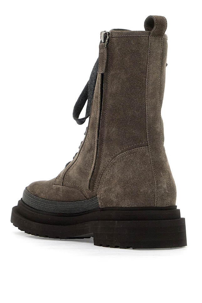 Brunello Cucinelli suede boots with decorative buckle