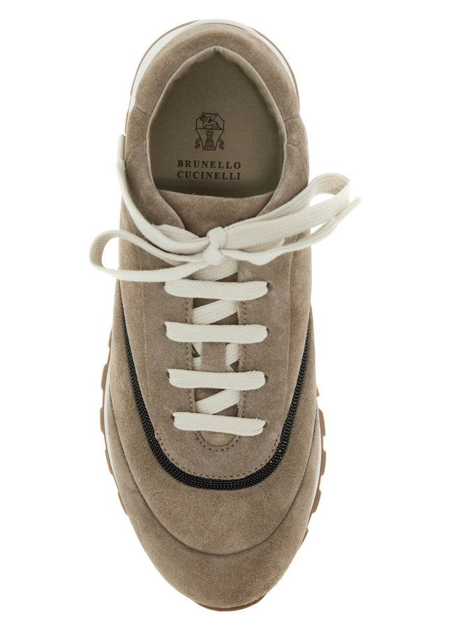 Brunello Cucinelli wool sneakers with precious stripe design