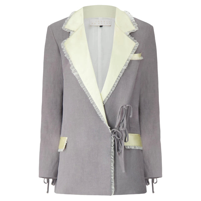 Madelaine Oversized Ramie Blazer with Ties