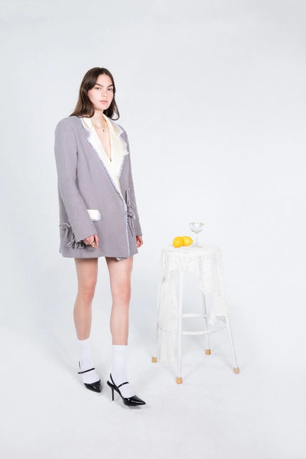 Madelaine Oversized Ramie Blazer with Ties