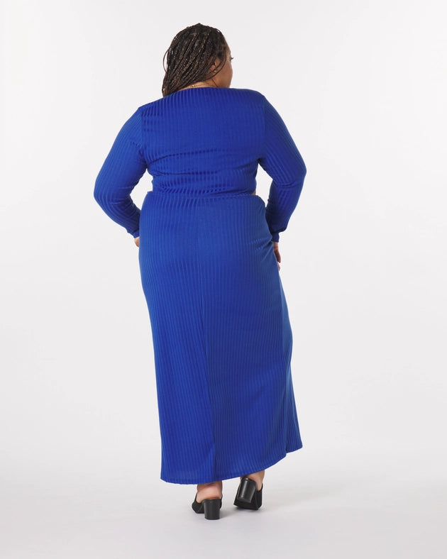 “Madeline” Knit Cut-Out Maxi Dress in Royal