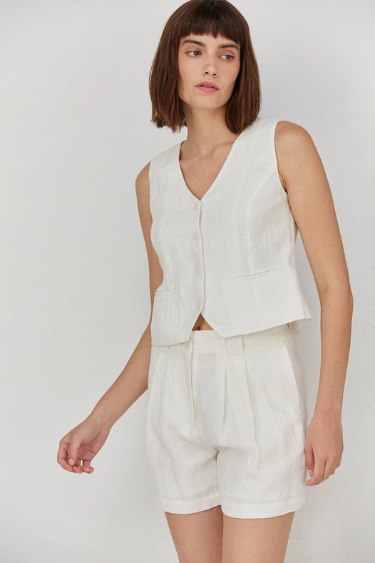 Madison Pleated Linen Shorts