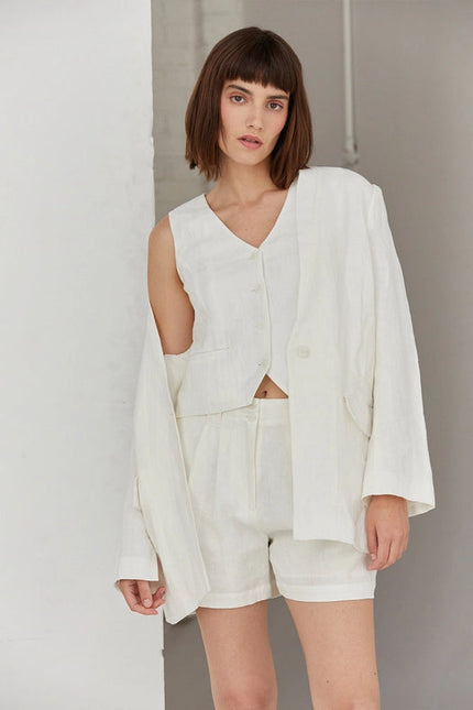 Madison Pleated Linen Shorts