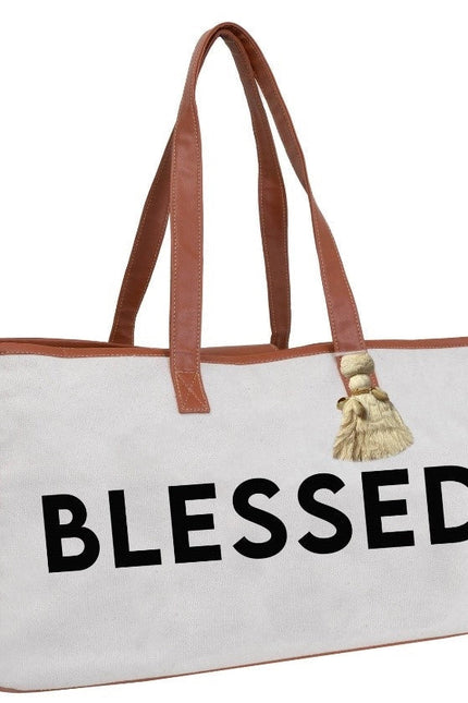 Magid Canvas Slogan Tote "Blessed"