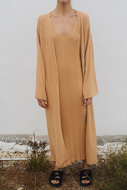 Maha Knitted Maxi-Coat Brown