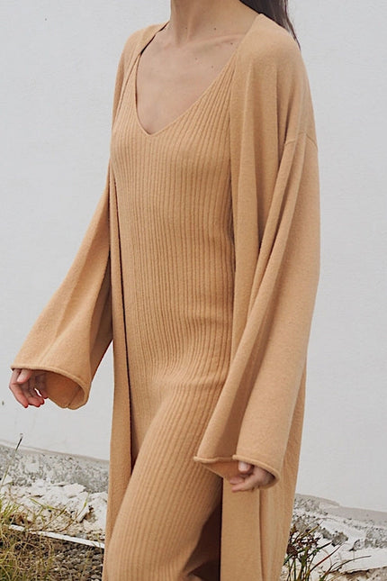 Maha Knitted Maxi-Coat Brown