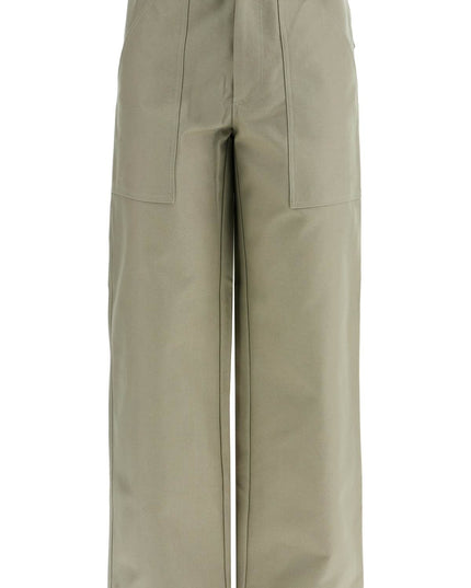 Maison Kitsune gray cotton wide leg work pants