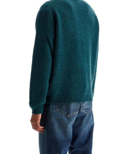 Maison Kitsune green wool sweater with fox intarsia