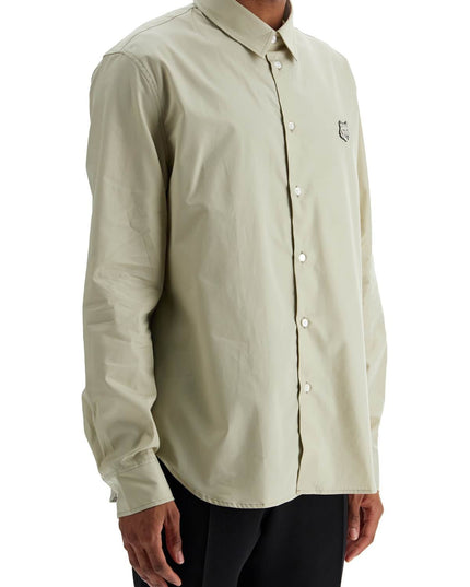 Maison Kitsune light green cotton shirt with fox embroidery