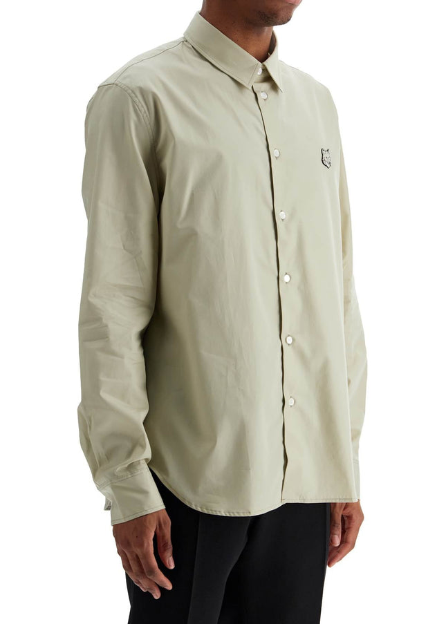 Maison Kitsune light green cotton shirt with fox embroidery