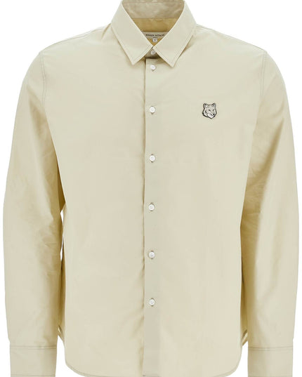 Maison Kitsune light green cotton shirt with fox embroidery