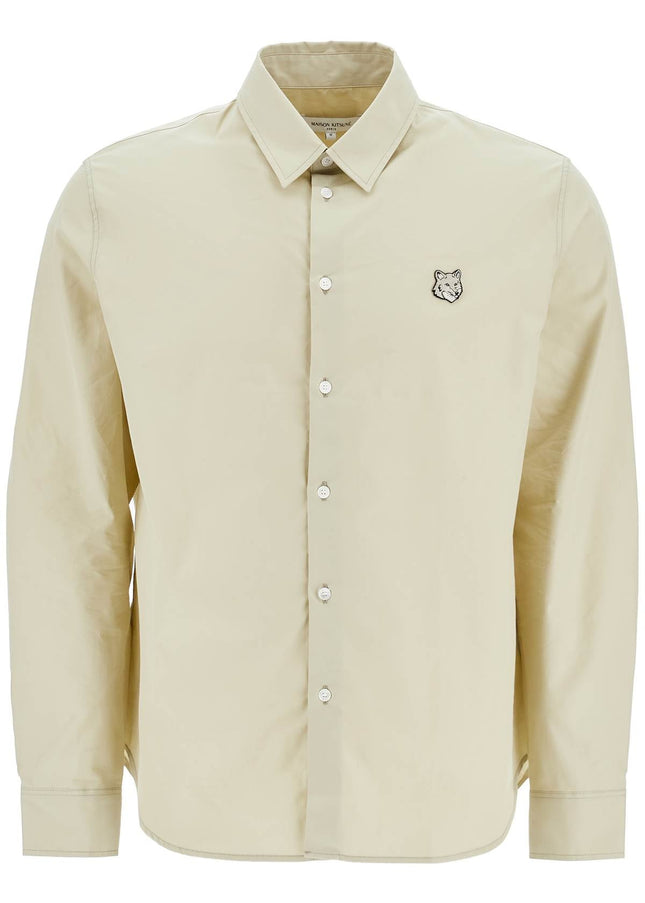 Maison Kitsune light green cotton shirt with fox embroidery