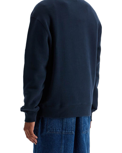 Maison Kitsune navy blue striped cotton sweatshirt