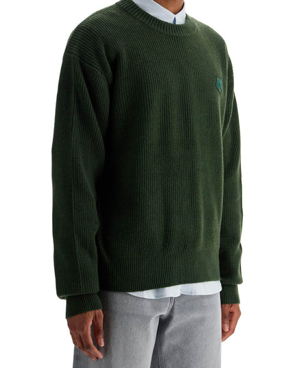 Maison Kitsune ranger green wool and viscose sweater with fox patch