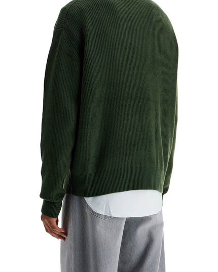 Maison Kitsune ranger green wool and viscose sweater with fox patch