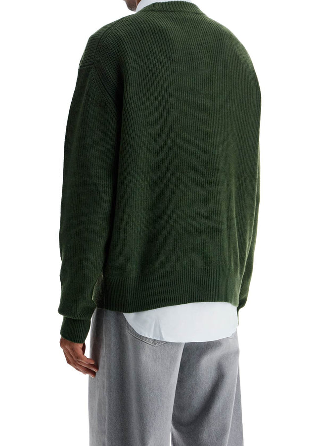 Maison Kitsune ranger green wool and viscose sweater with fox patch