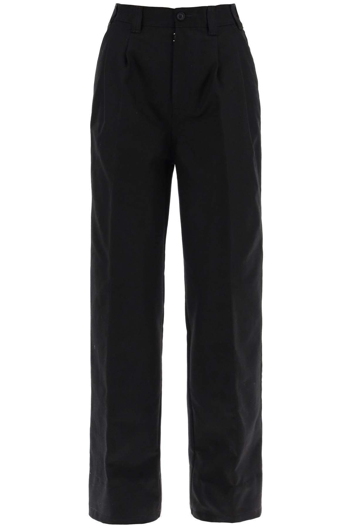 Maison Margiela Cotton Gabardine Trousers For-women > clothing > trousers-Maison Margiela-38-Black-Urbanheer