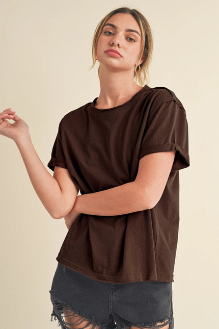 Mali Baby Tee Short Sleeve Top Brown-TOP-AEMI + CO-Urbanheer