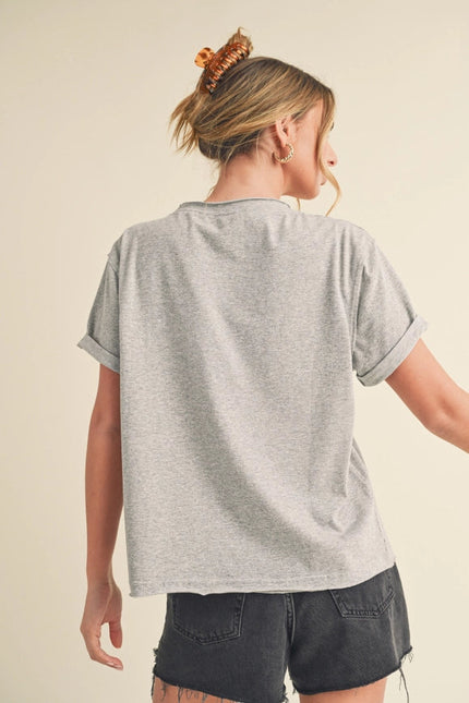 Mali Baby Tee Short Sleeve Top Heather Gray-TOP-AEMI + CO-Urbanheer