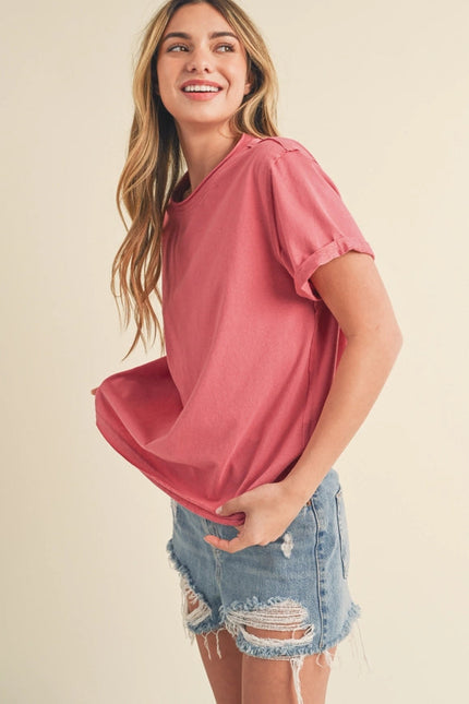 Mali Baby Tee Short Sleeve Top Rose-TOP-AEMI + CO-S-Urbanheer