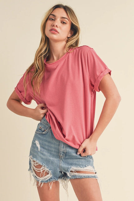 Mali Baby Tee Short Sleeve Top Rose-TOP-AEMI + CO-Urbanheer