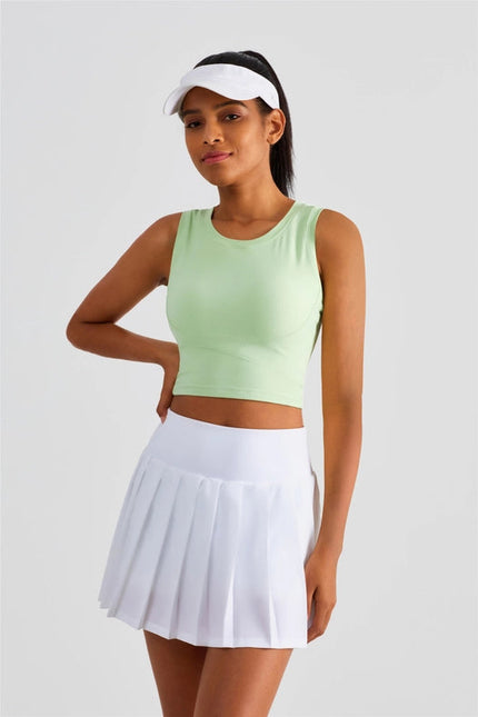 Malibu Ribbed Molded Cup Tank Top  Pistachio