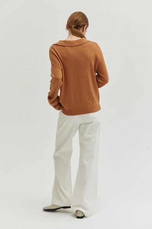 Maline Cashmere Softened Collared Sweater Top