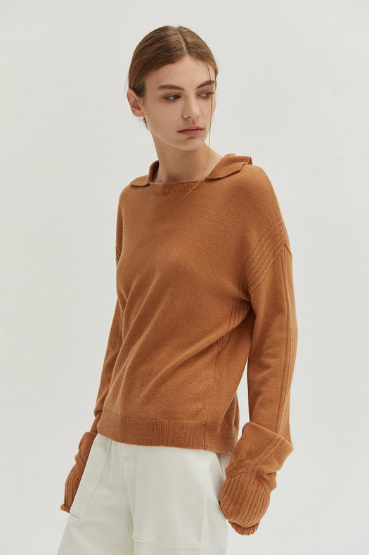 Maline Cashmere Softened Collared Sweater Top