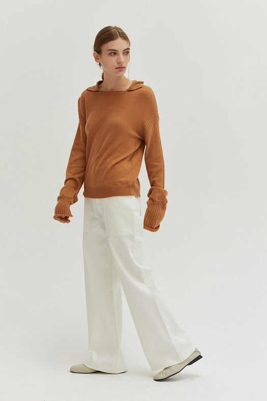 Maline Cashmere Softened Collared Sweater Top