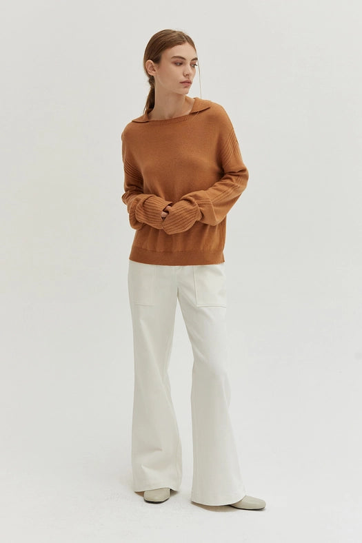 Maline Cashmere Softened Collared Sweater Top