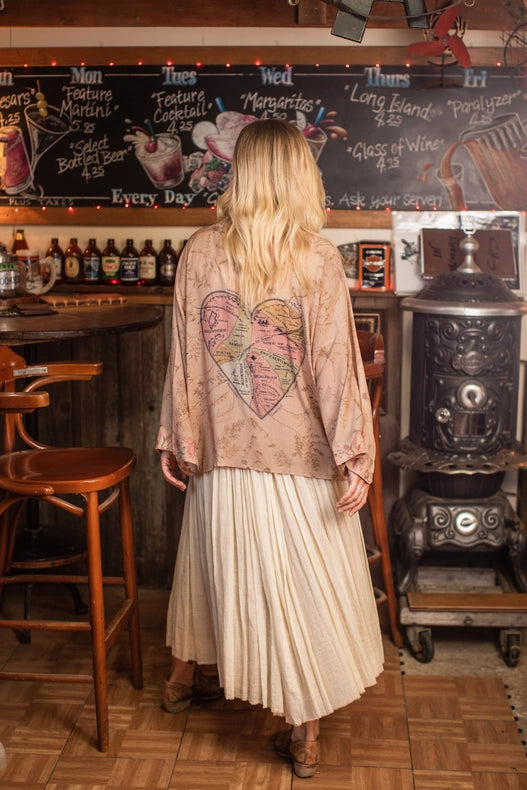 Map of My Heart Cropped Bamboo Kimono Cardigan