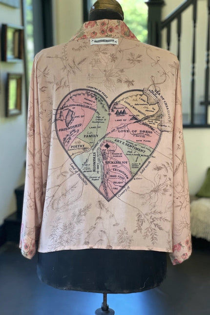 Map of My Heart Cropped Bamboo Kimono Cardigan