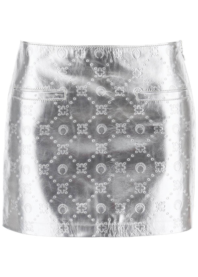 Marine Serre moonogram mini skirt in laminated leather