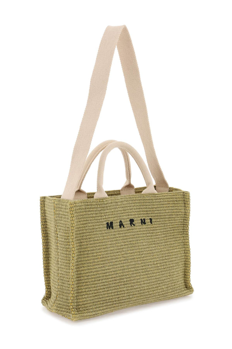 Marni raffia-effect canvas small tote bag-men > bags > tote bags-Marni-os-Green-Urbanheer