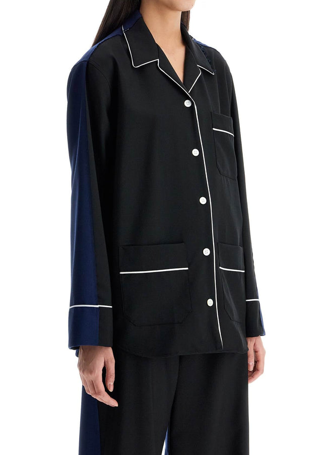 Marni black wool shirt with white stitching