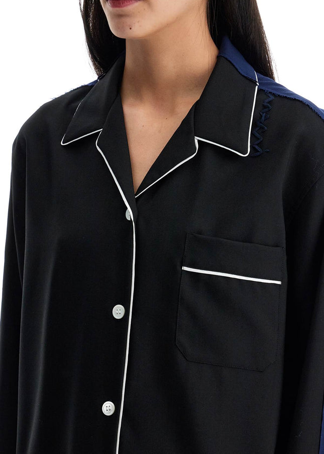 Marni black wool shirt with white stitching