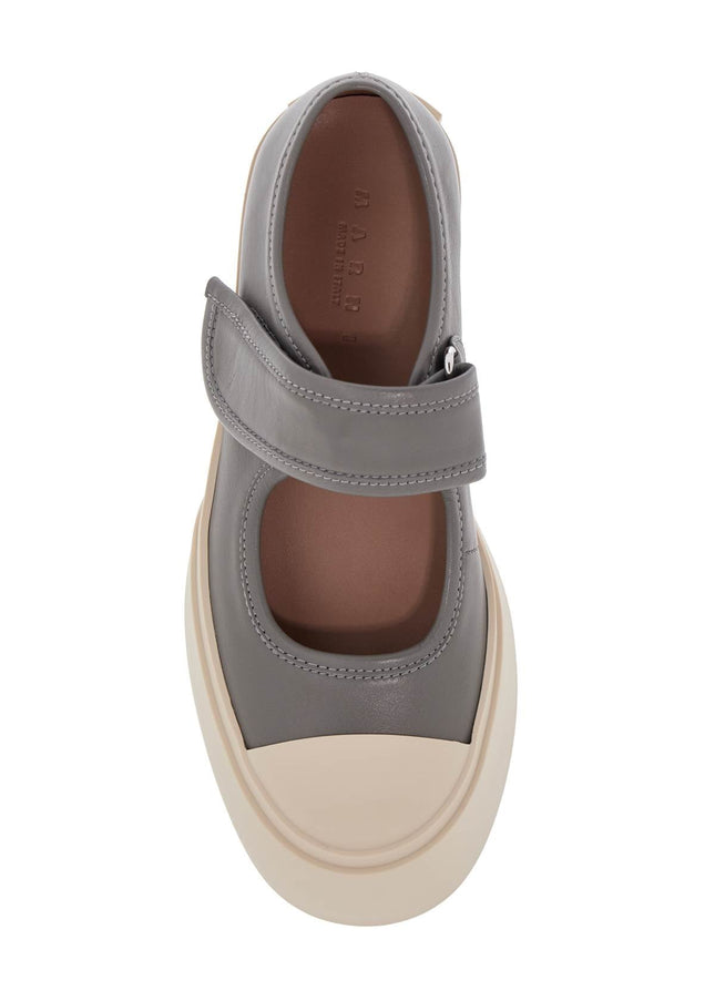 Marni gray calfskin low-top sneakers with hook-and-loop closure