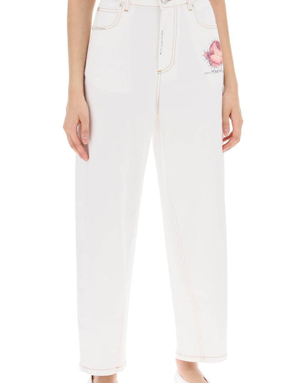 Marni "jeans with embroidered logo and flower patch