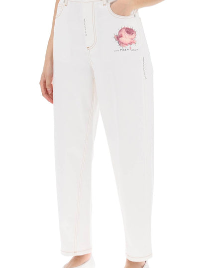 Marni "jeans with embroidered logo and flower patch