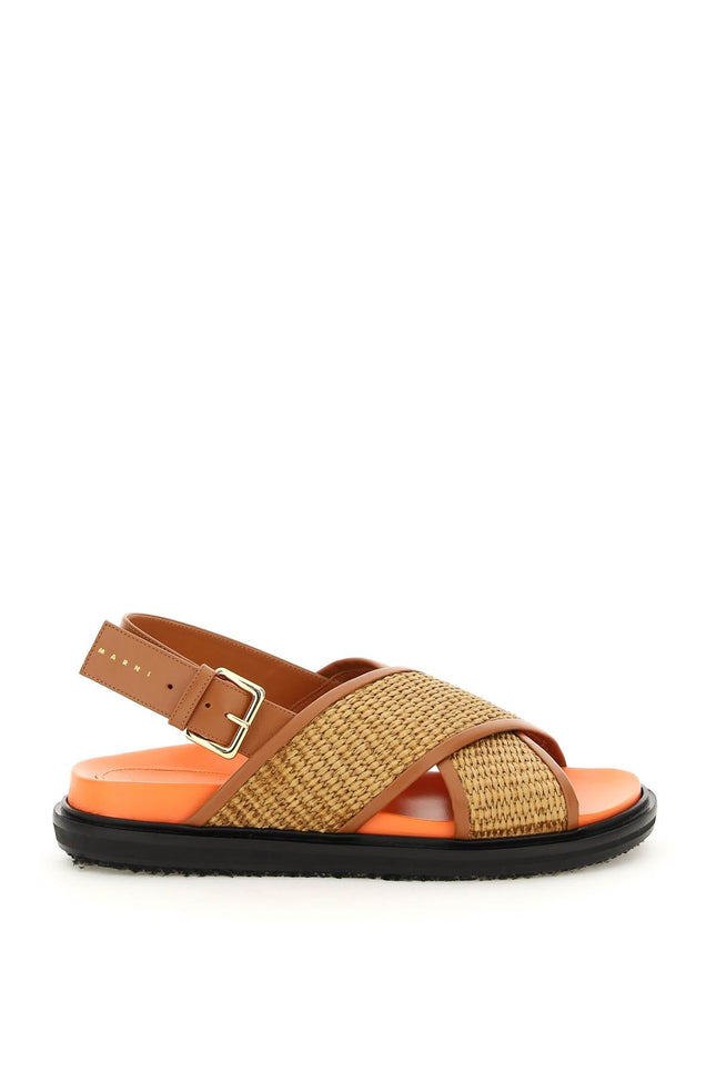 Marni leather and raffia fussbett sandals