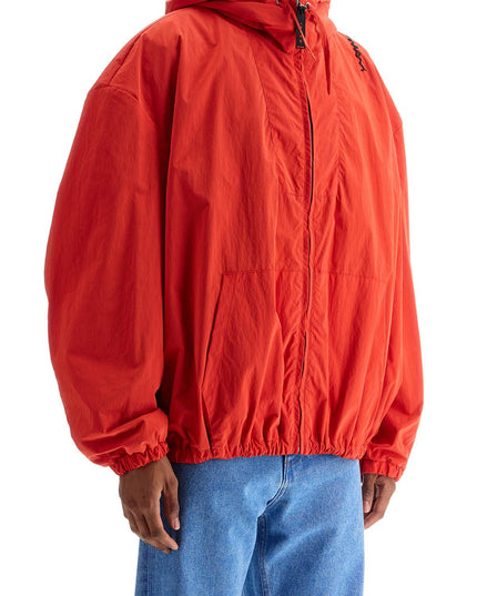 Marni red hooded jacket in polyester with embroidered logo