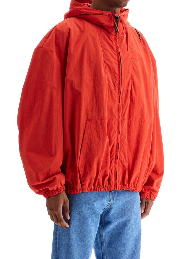 Marni red hooded jacket in polyester with embroidered logo