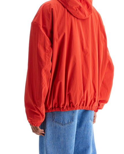 Marni red hooded jacket in polyester with embroidered logo