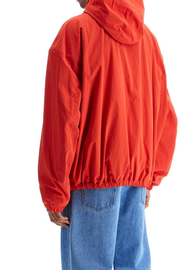 Marni red hooded jacket in polyester with embroidered logo