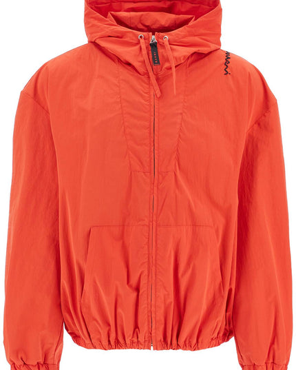 Marni red hooded jacket in polyester with embroidered logo