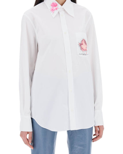 Marni "shirt with flower print patch and embroidered logo