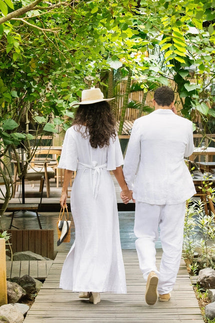 Maxi Linen Dress Agra in White