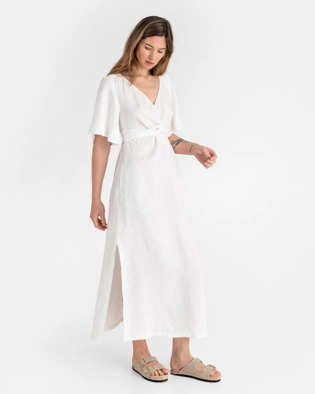 Maxi Linen Dress Agra in White