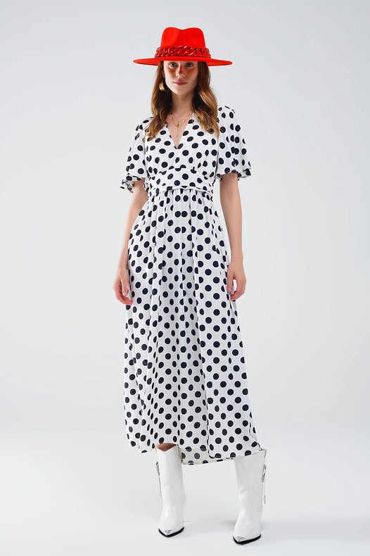 Maxi Polka Dot Dress with Open Back Detail