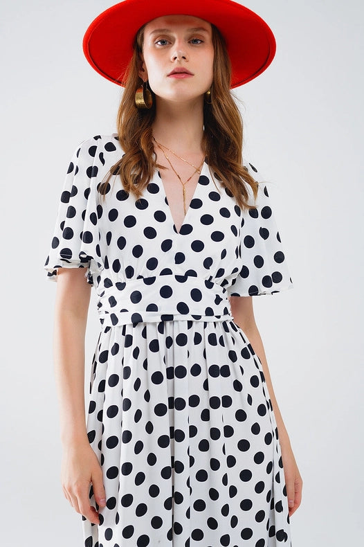 Maxi Polka Dot Dress with Open Back Detail